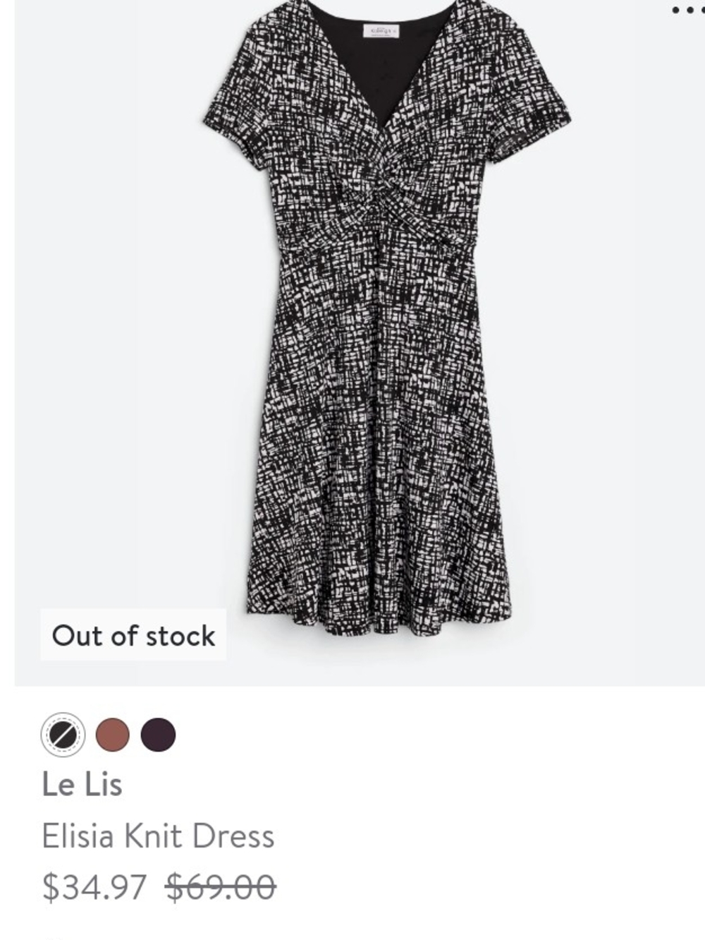 Le Lis Black & White Twist-Front Midi Dress